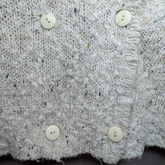 Vintage J.S. Fashion Cream White Double Button Knit Cozy Cardigan Women Small - Picture 5 of 11